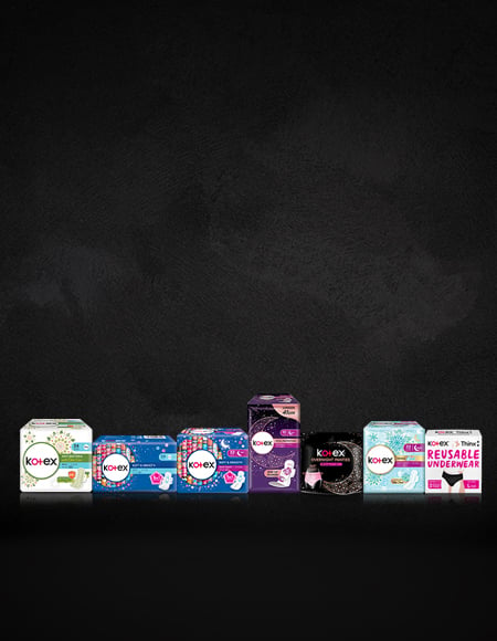 Kotex sanitary, menstrual & period pads and panty liner products